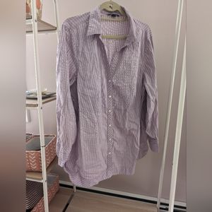 Lavender pinstripe Button Down Lands End Blouse